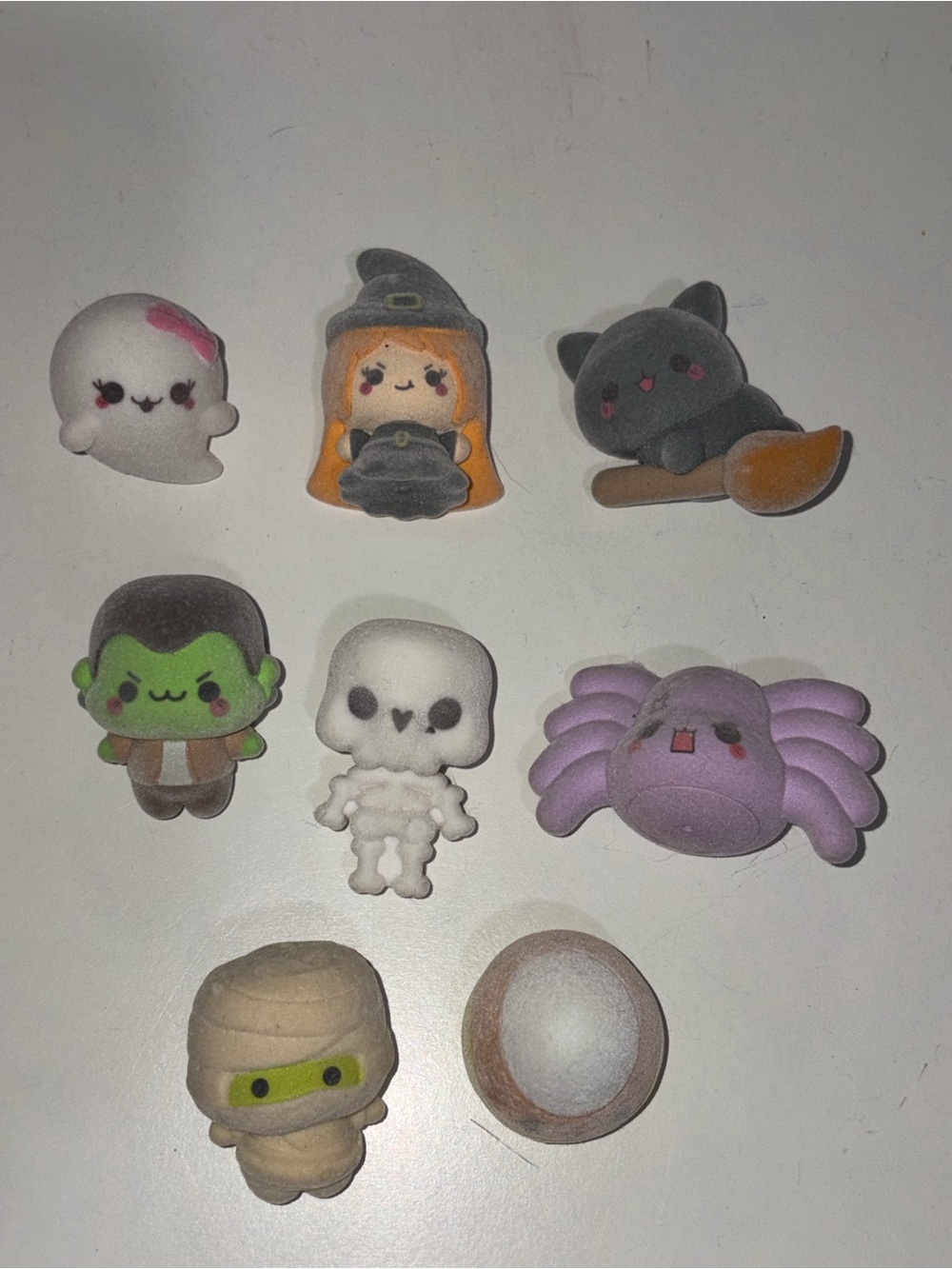Halloween Kawaii Fuzzy Flocked Figures